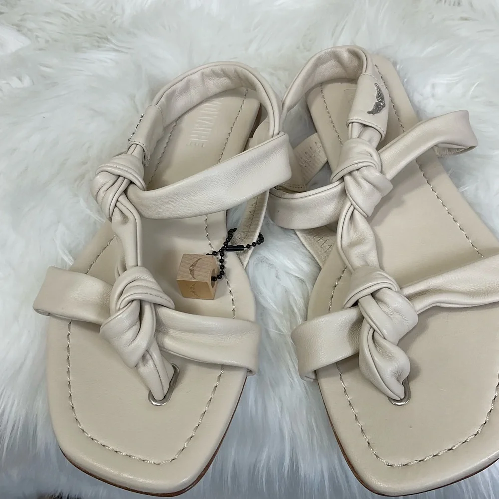 NEW Zadig & Voltaire Flash White Cream Forget Me Knot Flat Leather Sandals 9 - Picture 3 of 5
